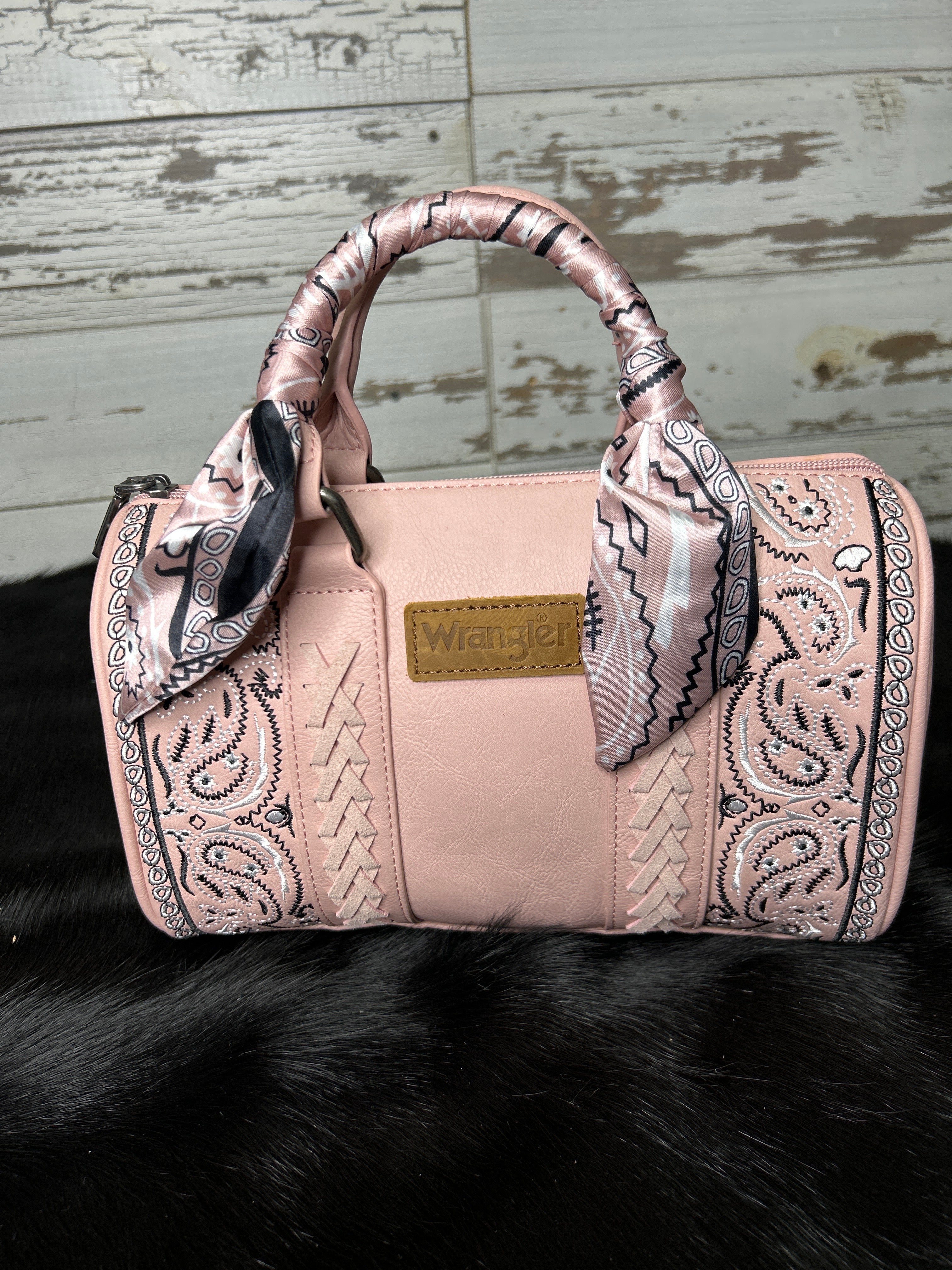 Wrangler Bandana Paisley Print Barrel Crossbody - Pink - Henderson's Western Store