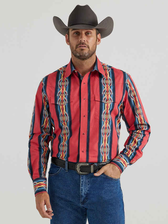 Checotah Western Shirt by Wrangler ~ Red Aztec - Henderson's Western Store