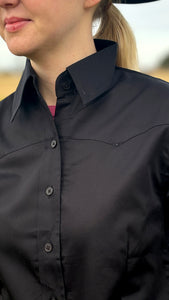 Load image into Gallery viewer, Sateen Solid Shirts ~ Black