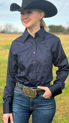 Sateen Solid Shirts ~ Navy - Henderson's Western Store