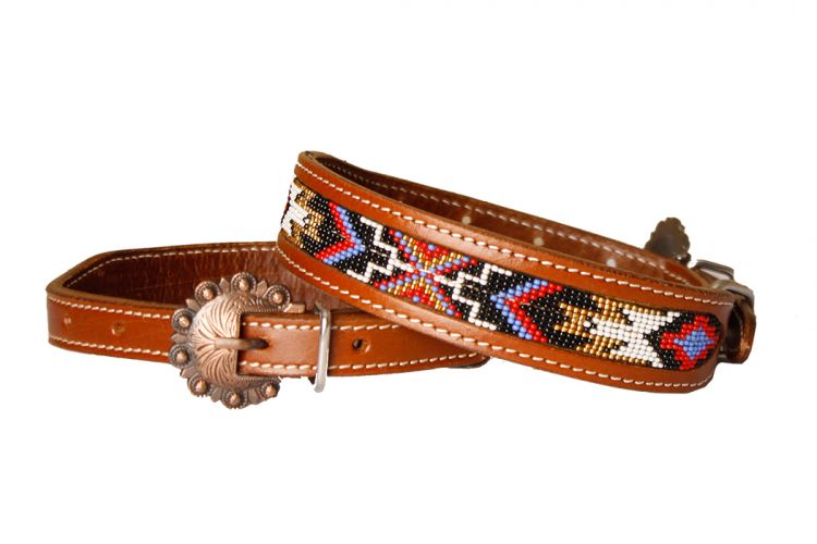 Beaded Inlay Dog Collar ~ Red - Henderson's Western Store