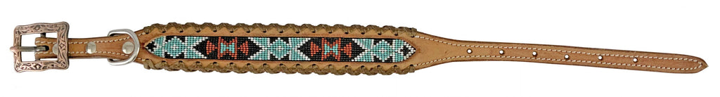 Beaded Inlay Dog Collar ~ Teal - Henderson's Western Store