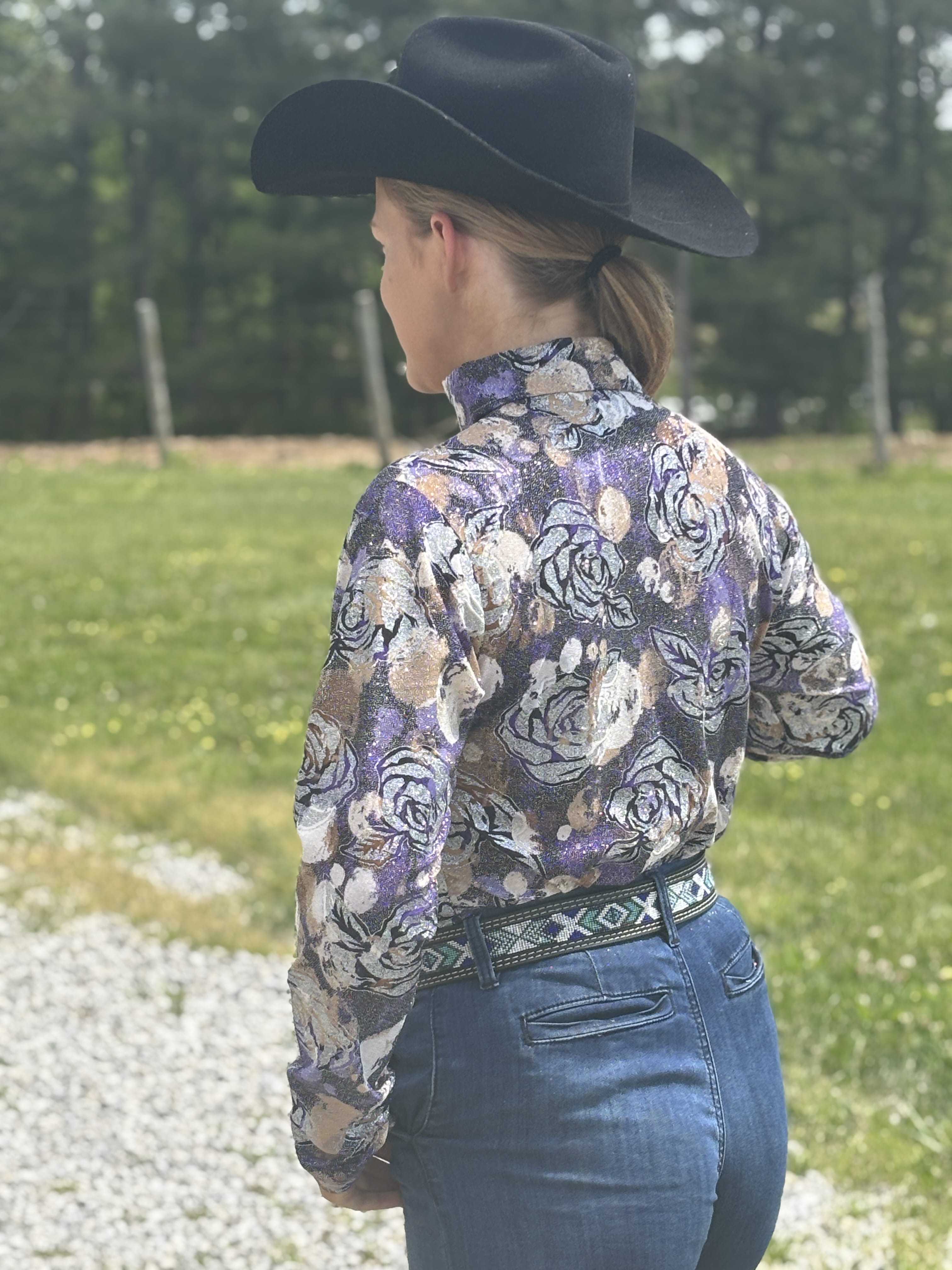 Purple Floral Front Zip Show Shirt - Henderson's Western Store