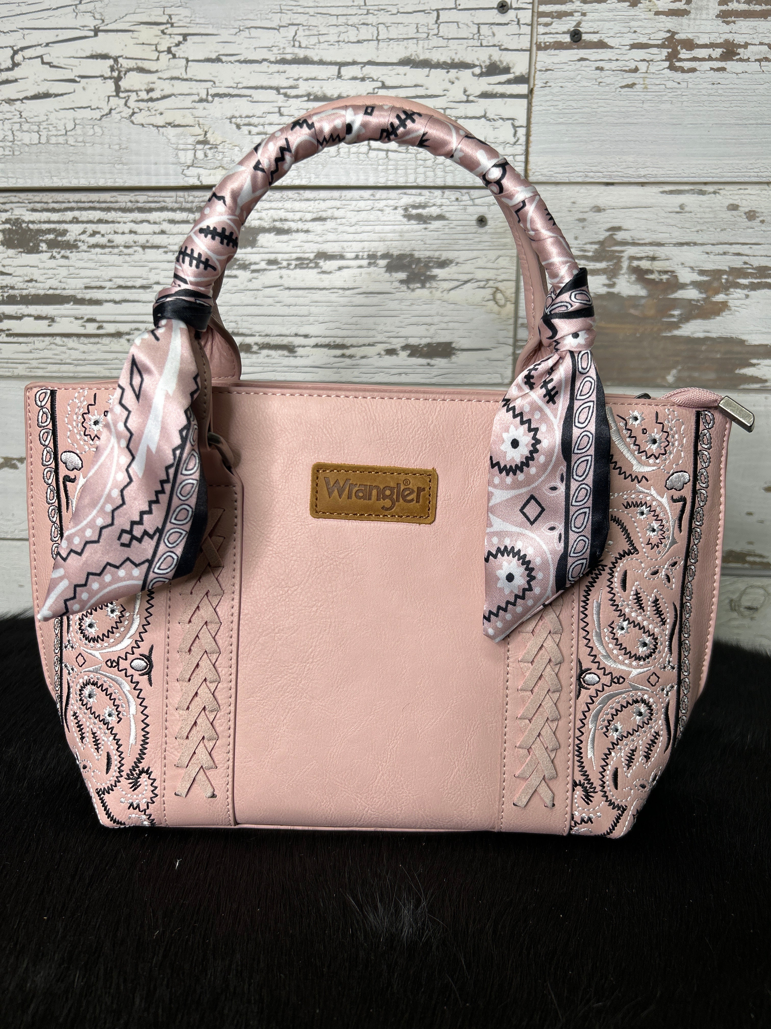 Wrangler Bandana Paisley Print Tote/Crossbody -Pink - Henderson's Western Store