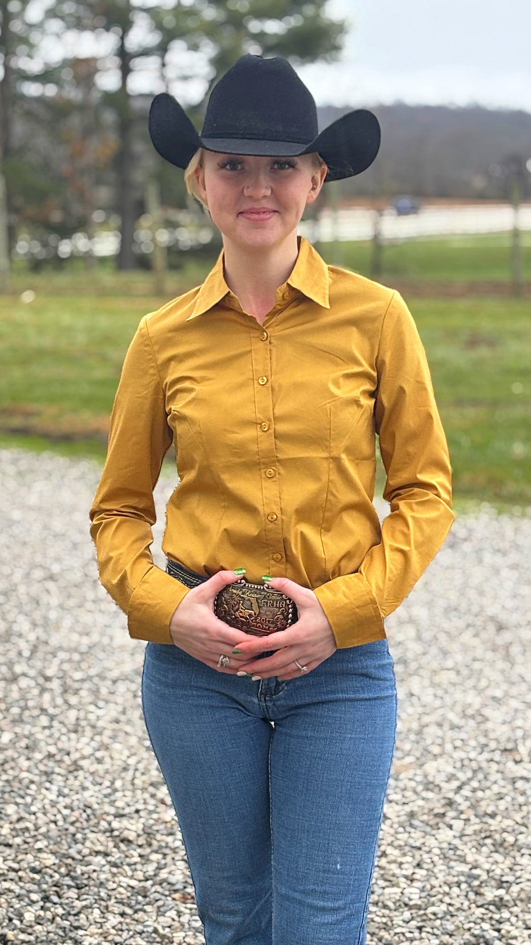 Solid Button Down Shirts ~ Gold