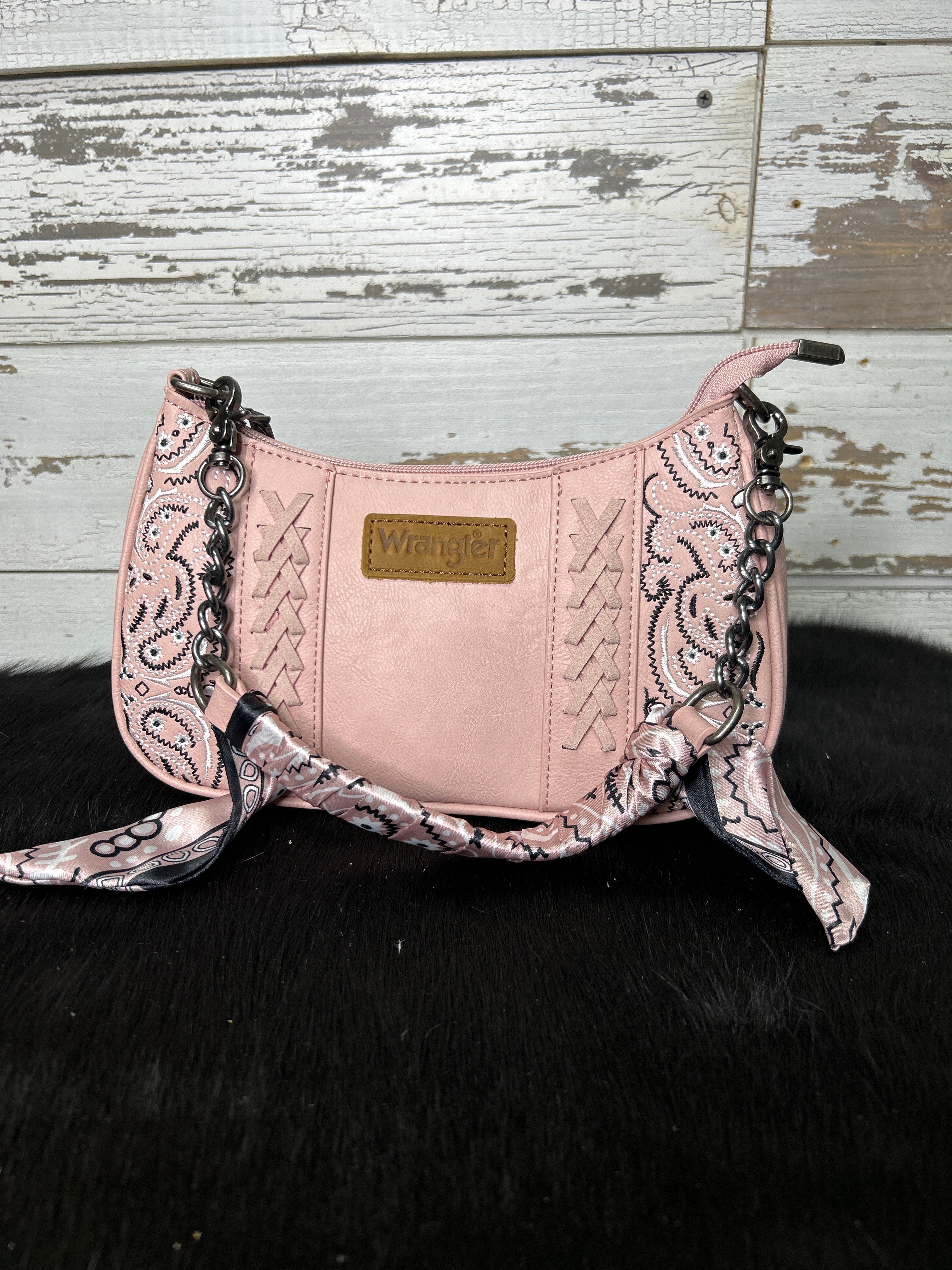 Wrangler Bandana Paisley Print Shoulder Bag/ Crossbody - Pink - Henderson's Western Store
