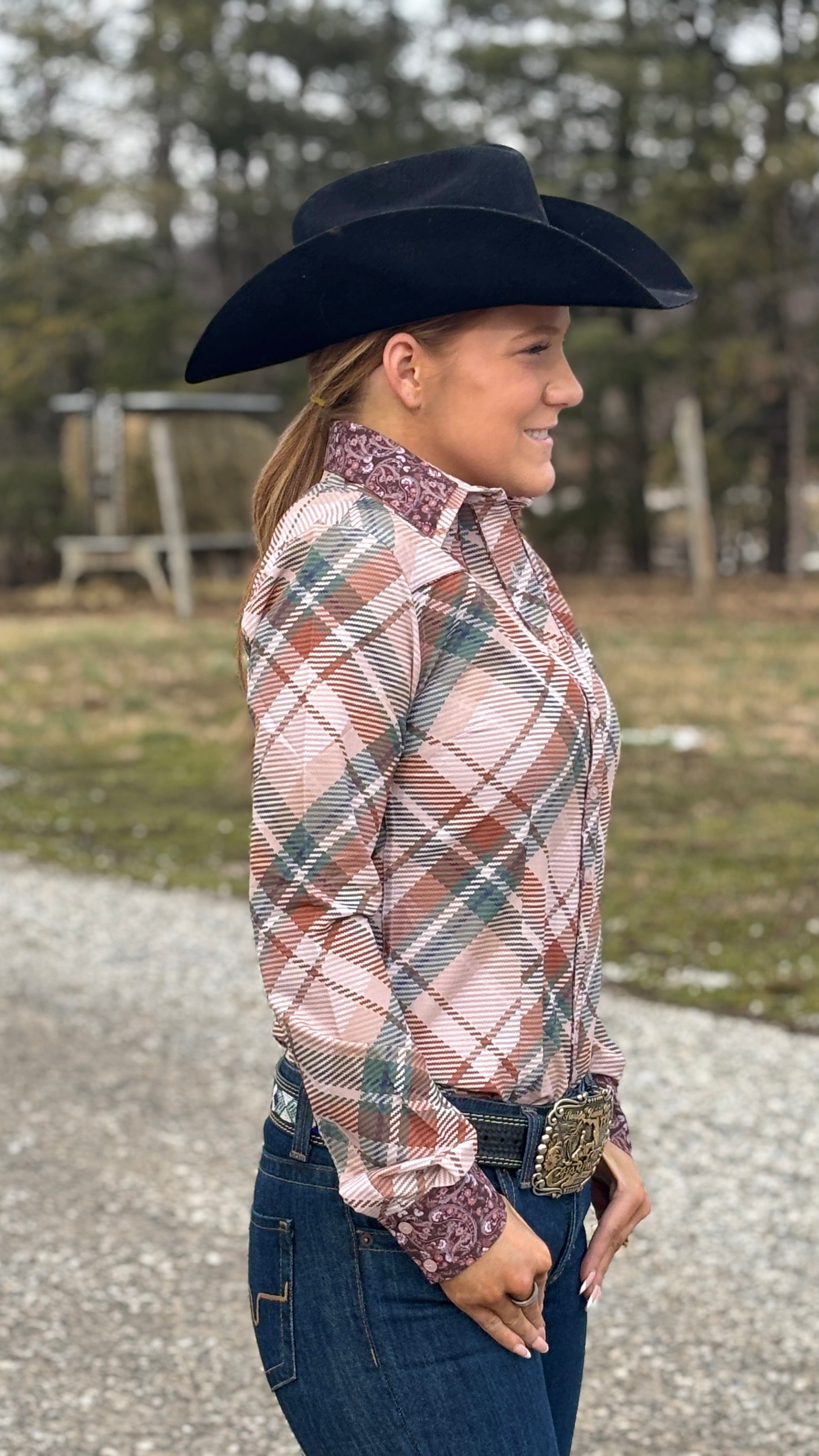 Rosewood Herringbone Easy Care Button Up - Henderson's Western Store