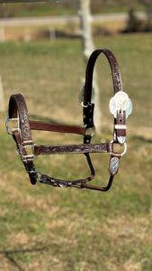 Load image into Gallery viewer, Silver Royal King Show Halter ~ Hand Carved Leather