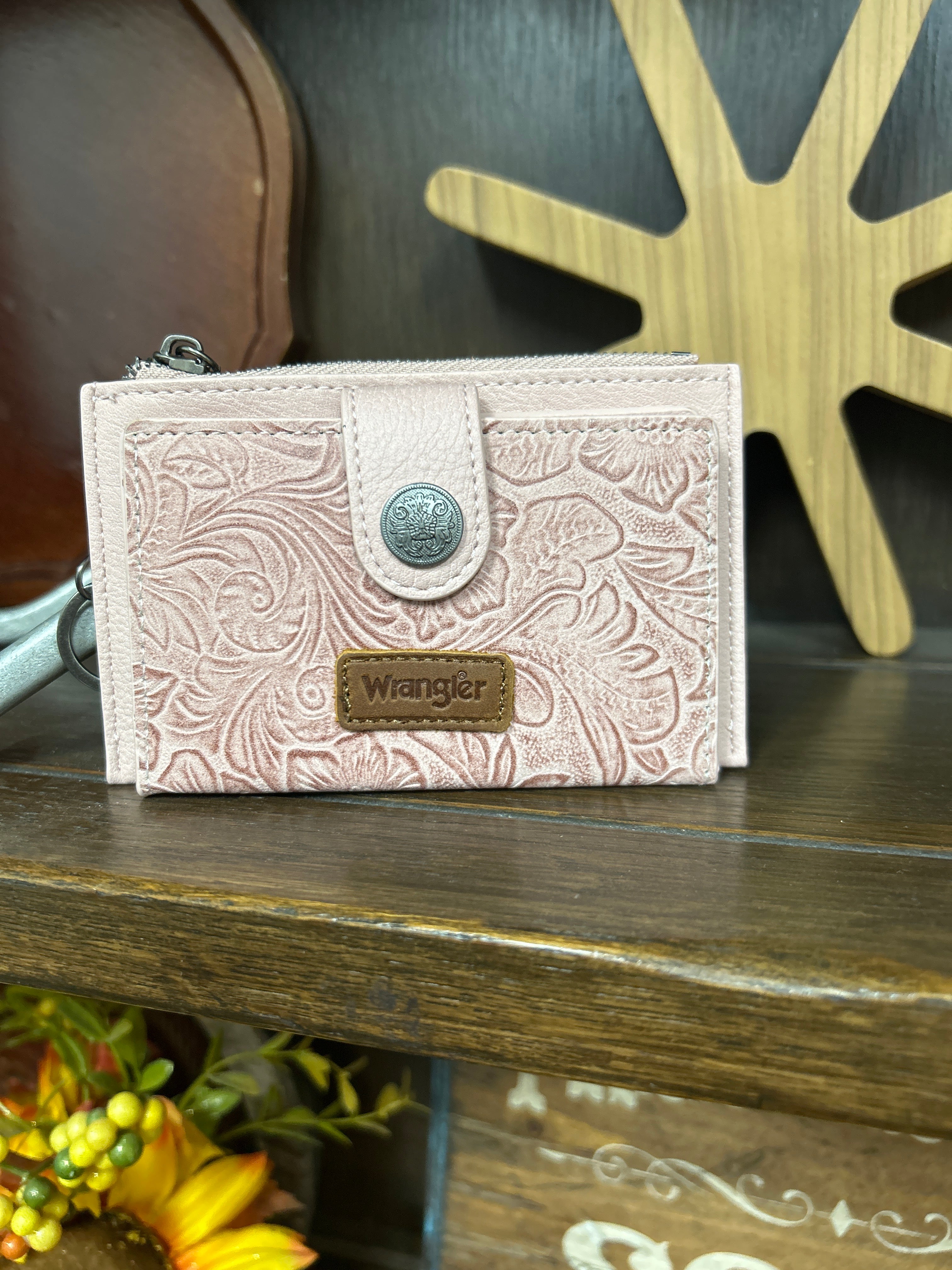 Wrangler Floral Embossed Bi-fold Wallet ~ Pink - Henderson's Western Store