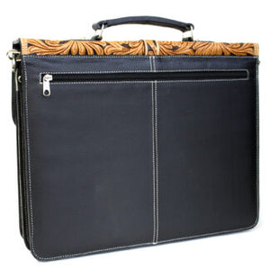 Load image into Gallery viewer, Floral Two Tone Leather Briefcase - Henderson&#39;s Western Store