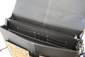 Load image into Gallery viewer, Floral Two Tone Leather Briefcase - Henderson&#39;s Western Store