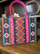 Wrangler Southwest Print Large Tote ~ Hot Pink - Henderson's Western Store