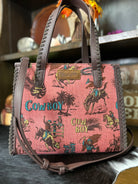 Wrangler Vintage Print Carry Satchel/Crossbody ~ Pink - Henderson's Western Store