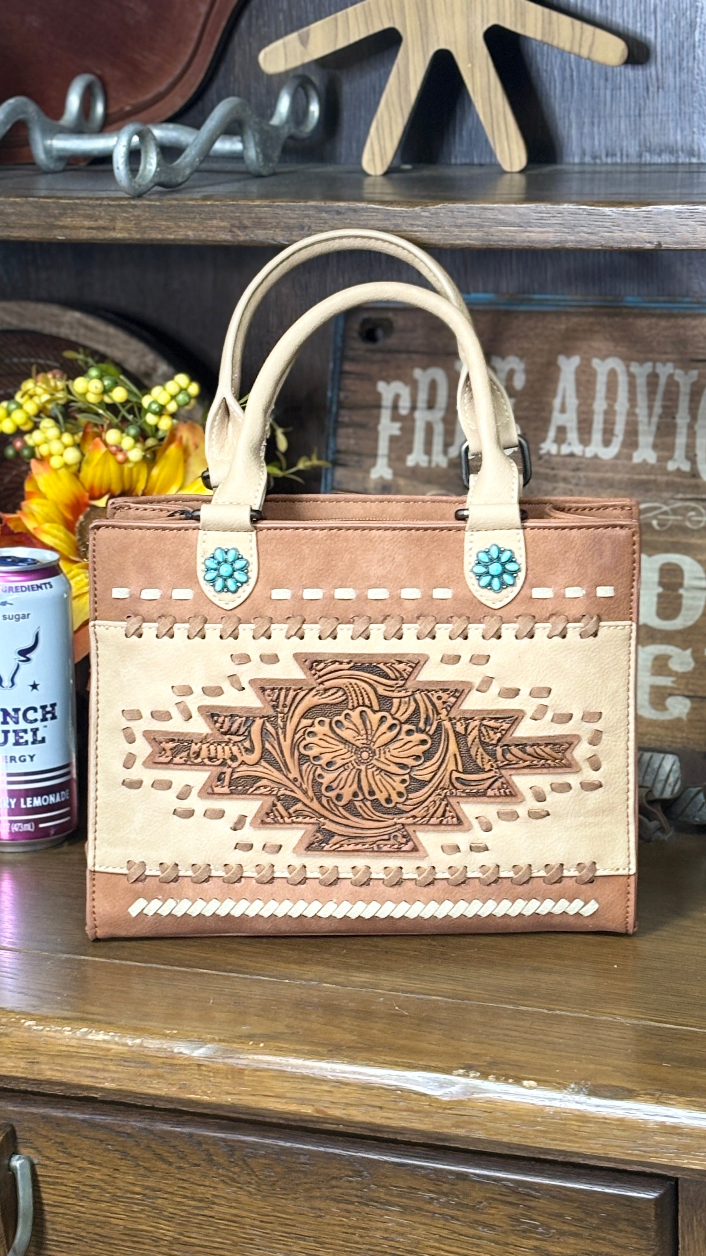 MW Western Tooled Aztec Tote/ Crossbody - Henderson's Western Store