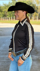 RHC Concealed Zipper Show Shirt - Black W/White - Henderson's Western Store