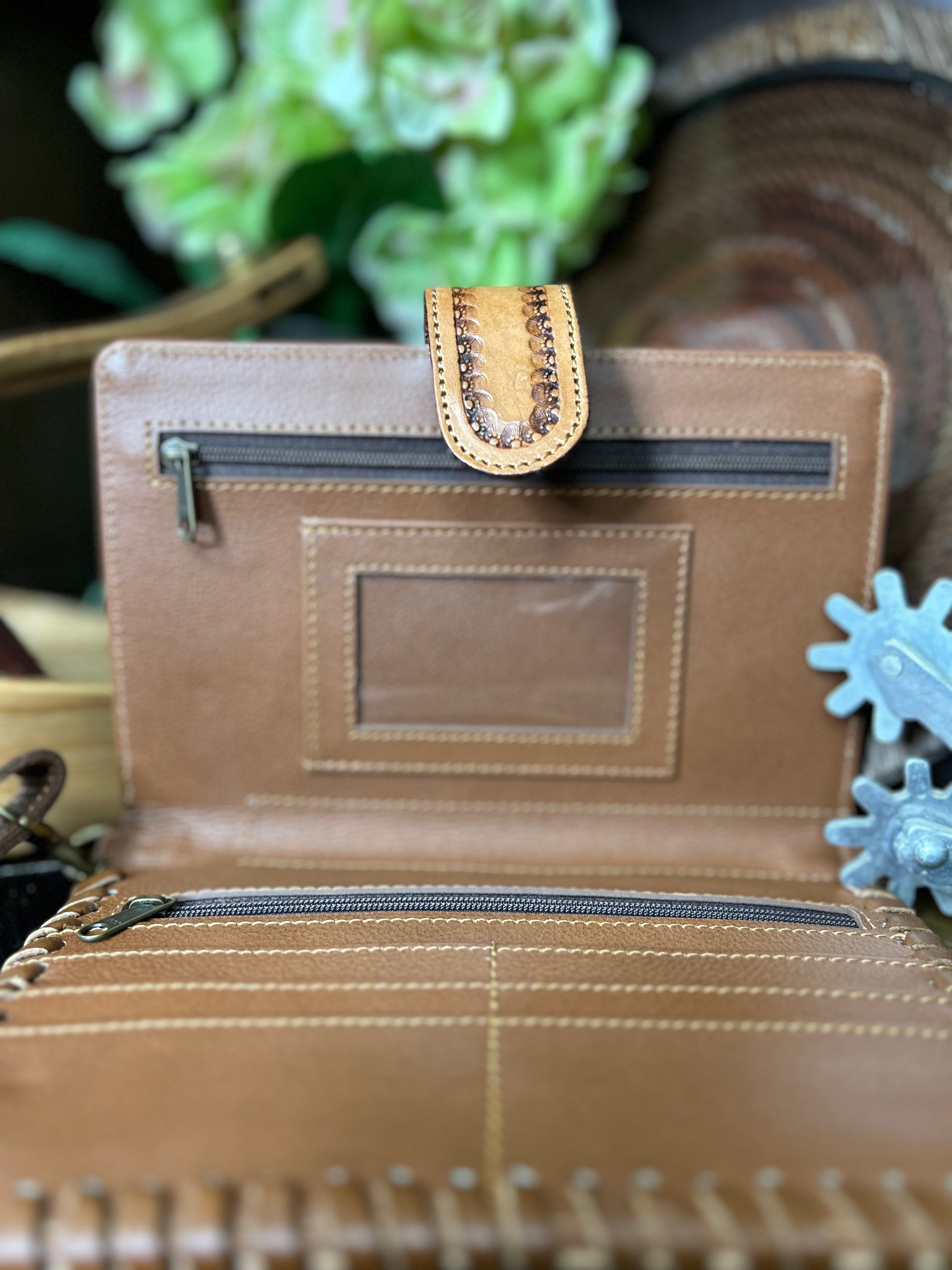 Floral Tooled Leather Cross Body - Henderson's Western Store