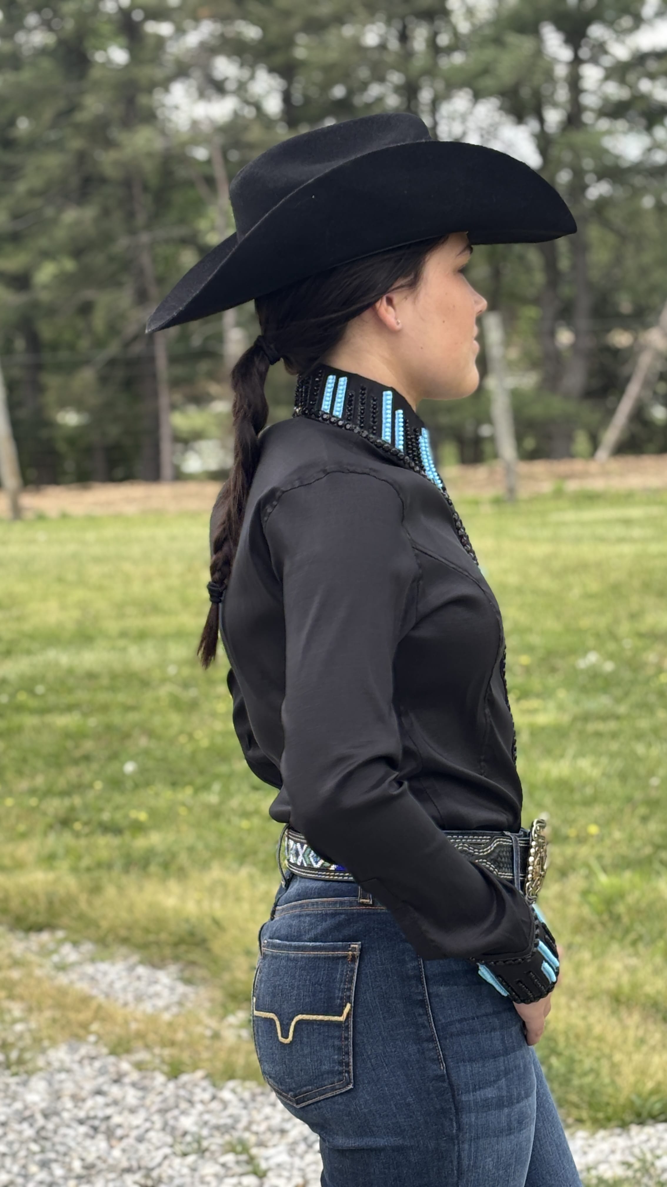 RHC Taffeta Bling Concealed Zipper Show Shirt -Black - Henderson's Western Store