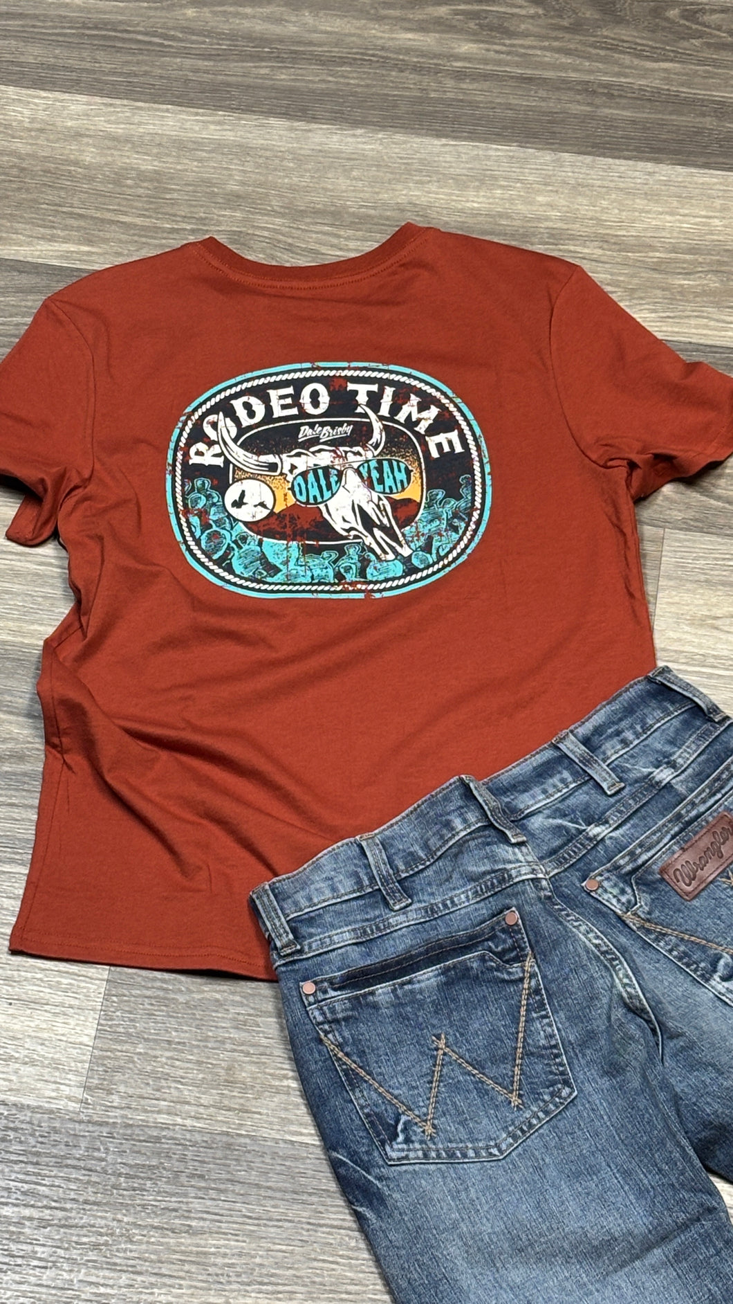 Dale Brisby Rodeo Time Tee ~ Rust