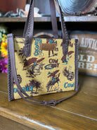 Wrangler Vintage Print Carry Satchel/Crossbody ~ Yellow - Henderson's Western Store