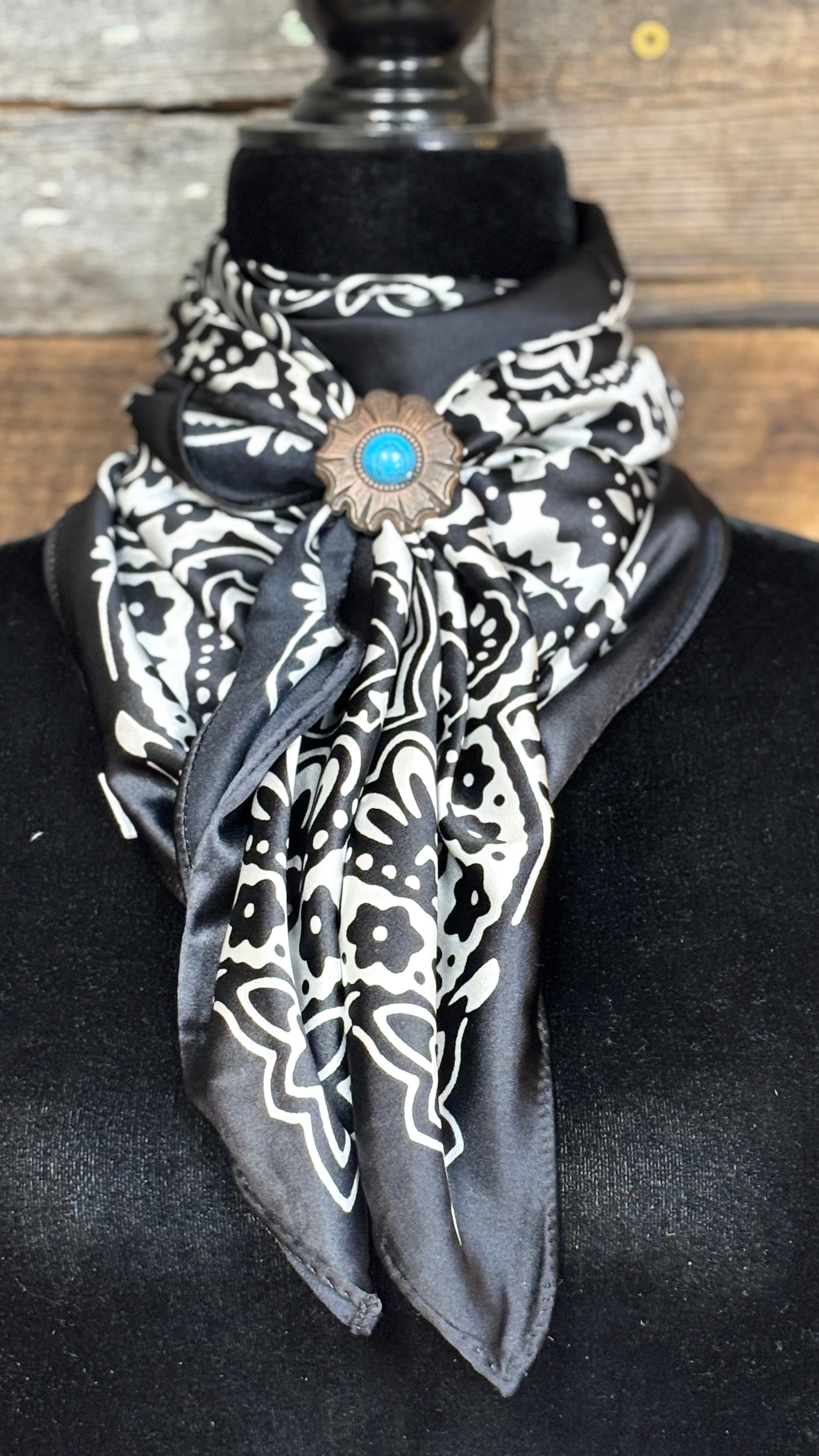 Bandana Print Wild Rag ~ Black - Henderson's Western Store