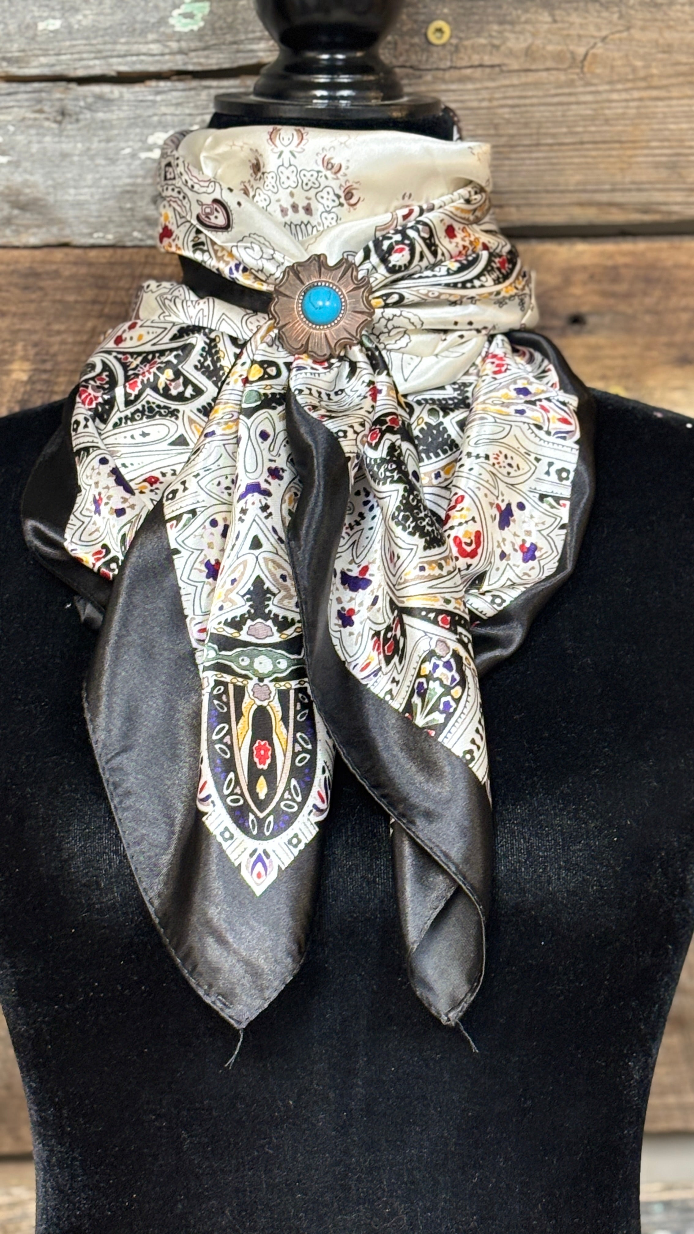 Rodeo Drive Wild Rags/Scarf ~ Black Floral - Henderson's Western Store