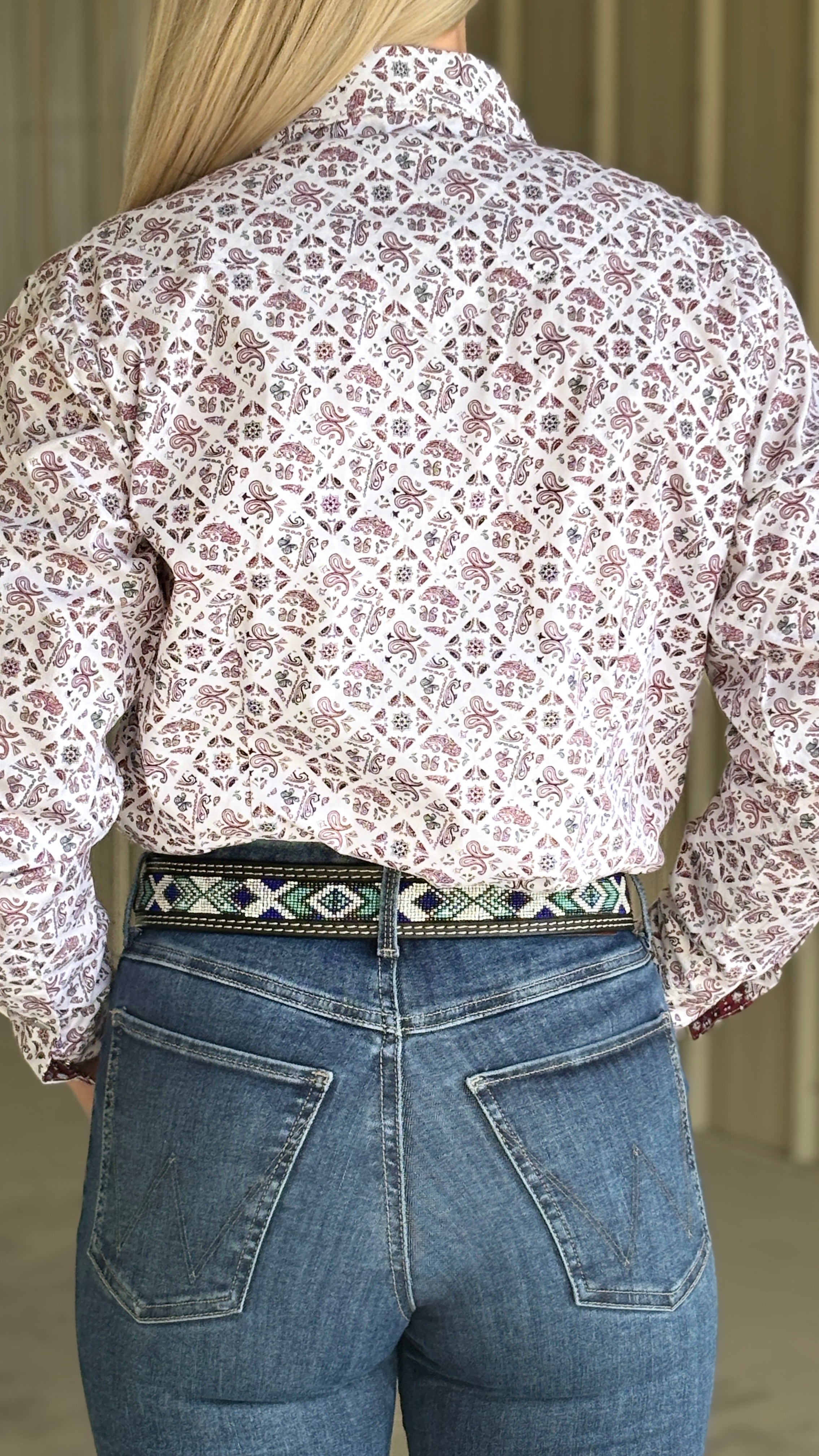 Ladies Floral Paisley Rough Stock ~ Maroon - Henderson's Western Store