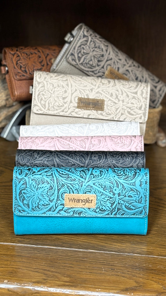 Wrangler Western Floral Tooled RFID Wallet