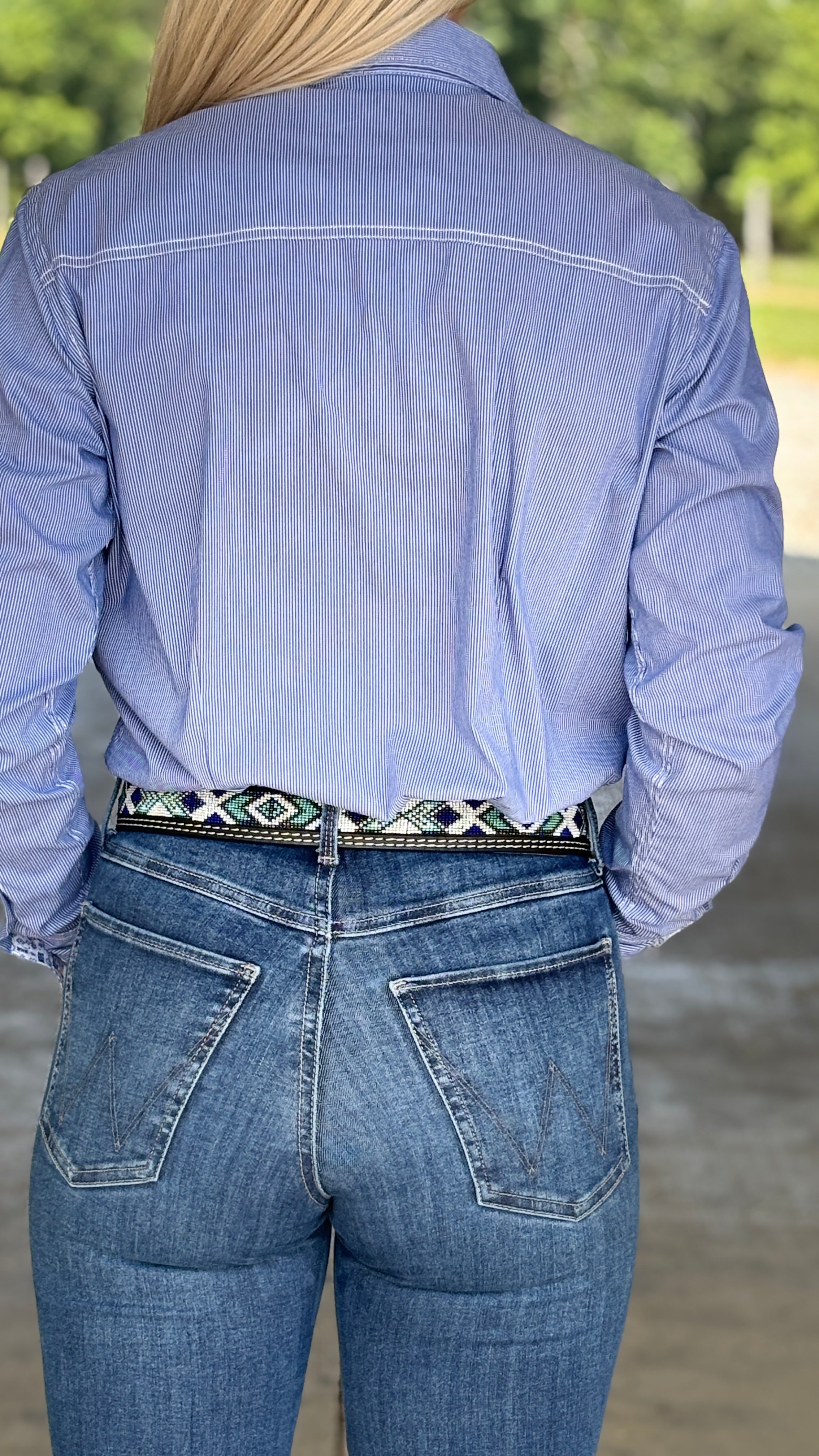 Ladies Rough Stock ~ Blue Stripe - Henderson's Western Store