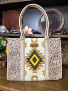 Wrangler Tooled Aztec Large Tote ~ Tan - Henderson's Western Store