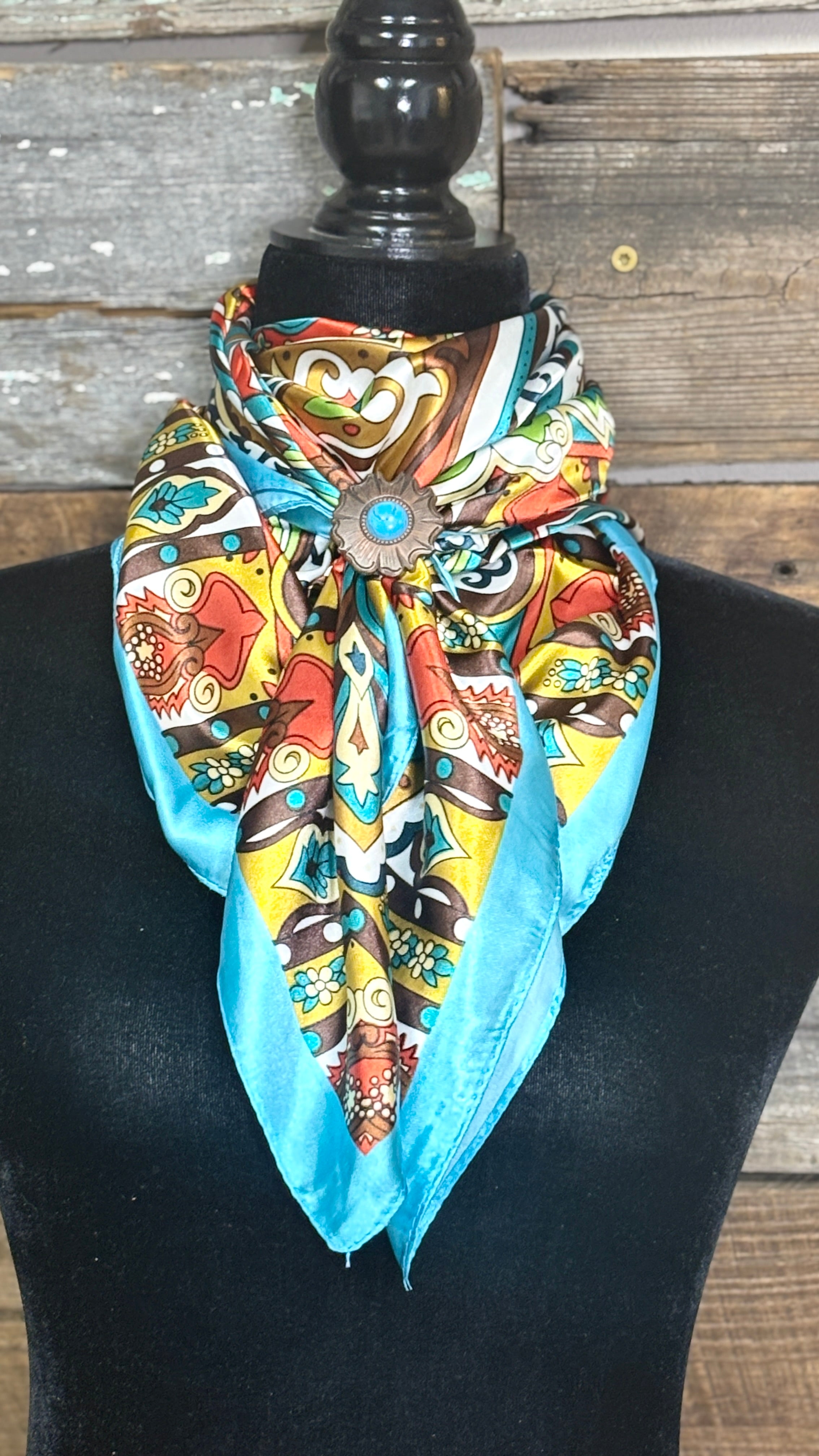 Rodeo Drive Wild Rags/Scarf ~ Aqua & Teal Paisley - Henderson's Western Store