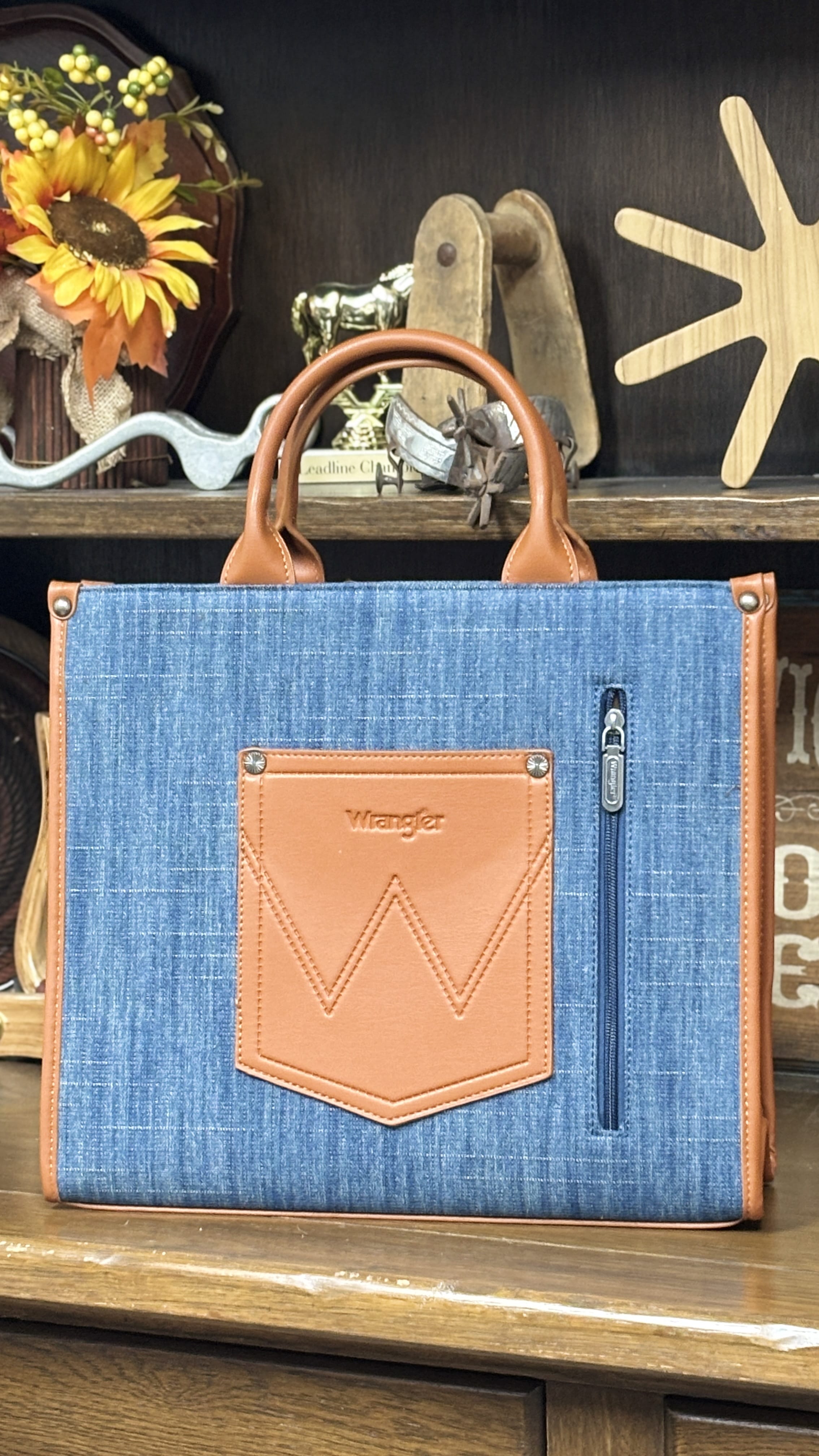 Wrangler Aztec Studded Tote/Crossbody ~ Jean - Henderson's Western Store