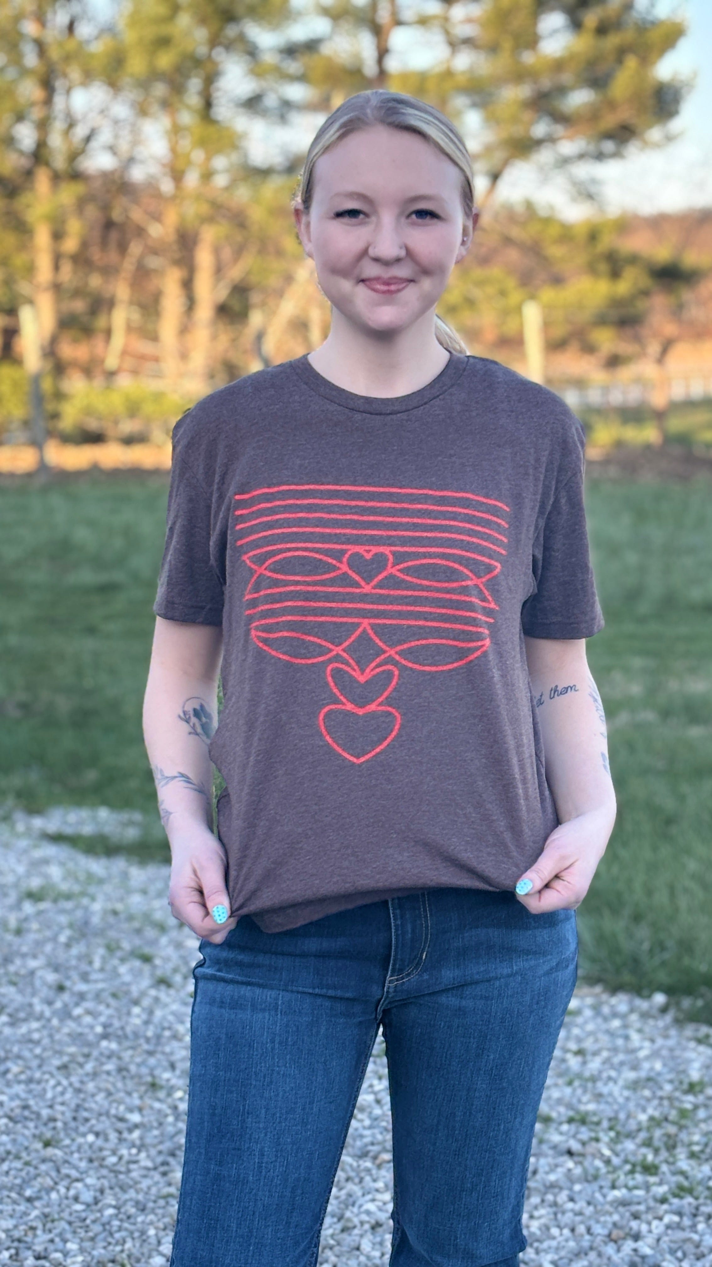 Western Red Heart Boot Stitch Tee - Henderson's Western Store