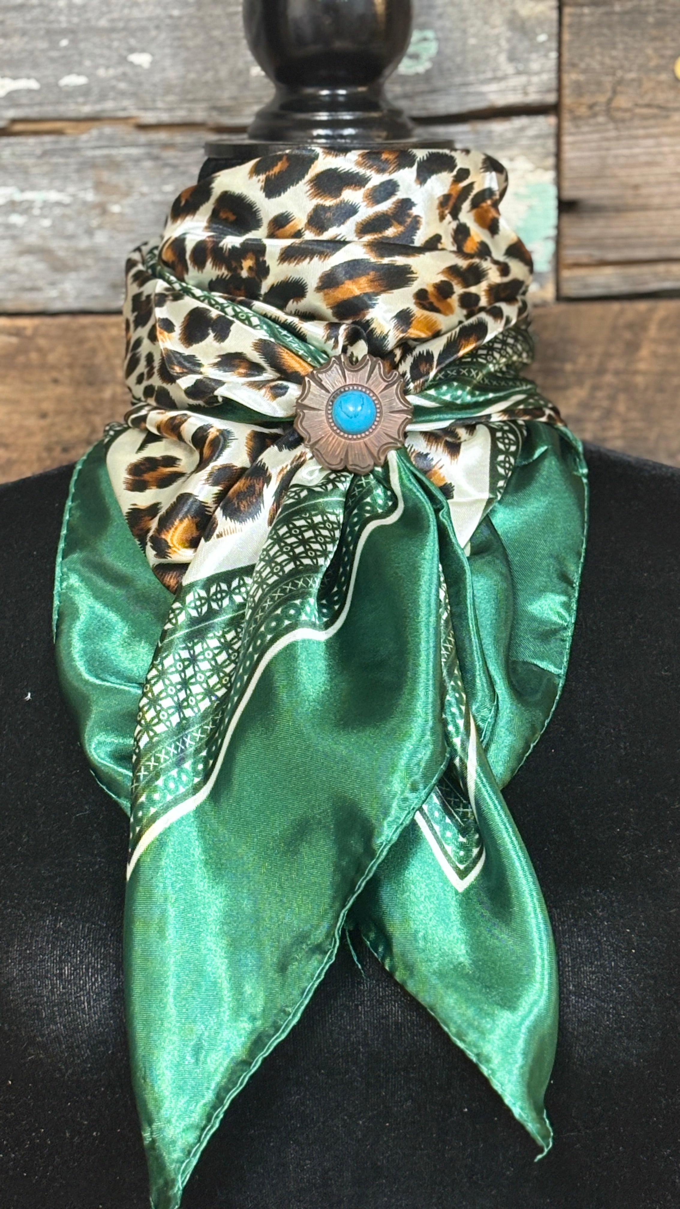 Rodeo Drive Wild Rags/Scarf ~ Emerald Leopard - Henderson's Western Store