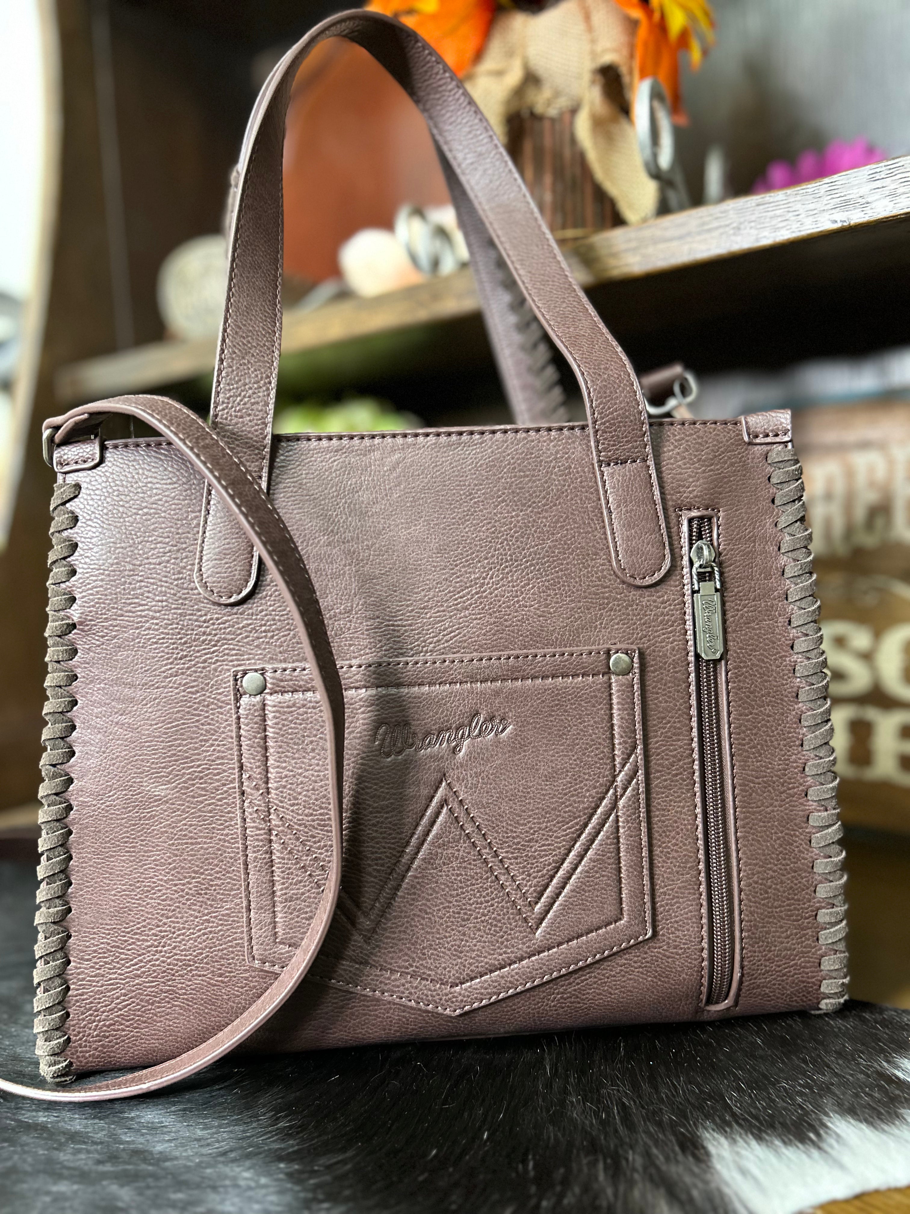 Wrangler Vintage Print Carry Satchel/Crossbody ~ Pink - Henderson's Western Store