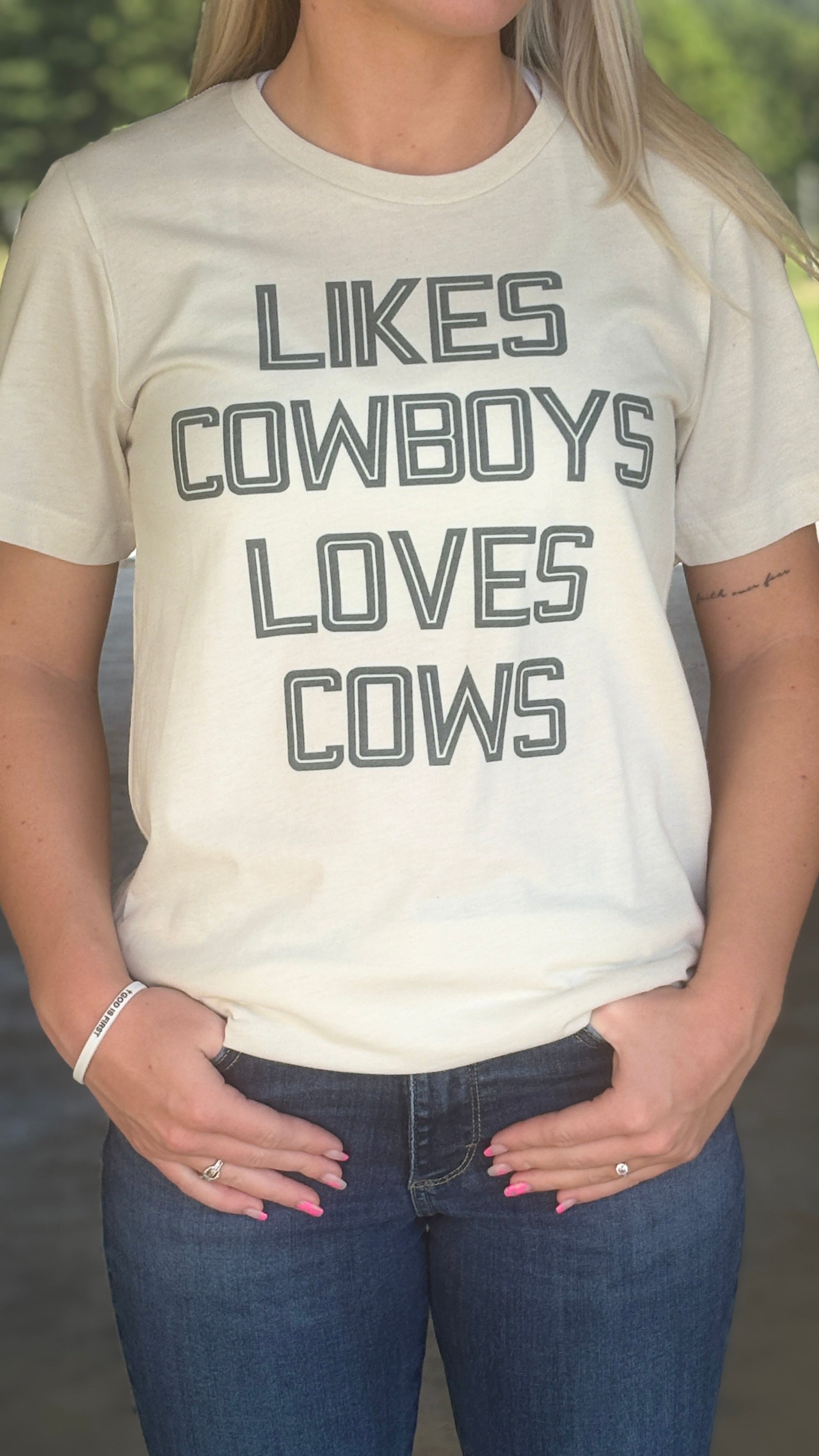 Likes Cowboys Loves Cows Tee - Henderson's Western Store