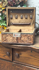 Floral Tooled Leather Jewelry Box Safe - Henderson's Western Store