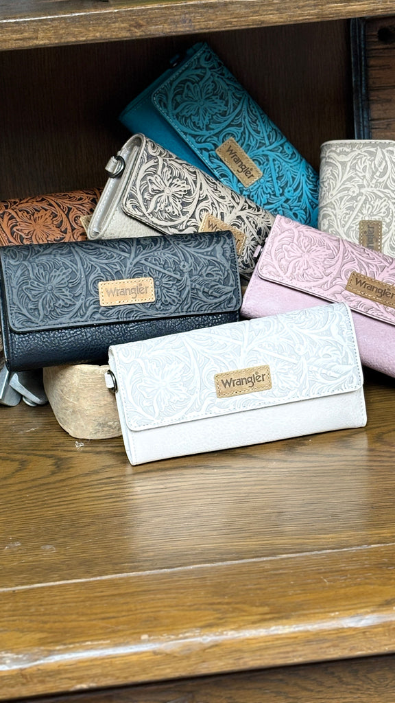 Wrangler Western Floral Tooled RFID Wallet