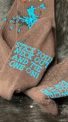 Lucky Chuck Socks ~Fringe Long Live Cowboy ~ Brown - Henderson's Western Store
