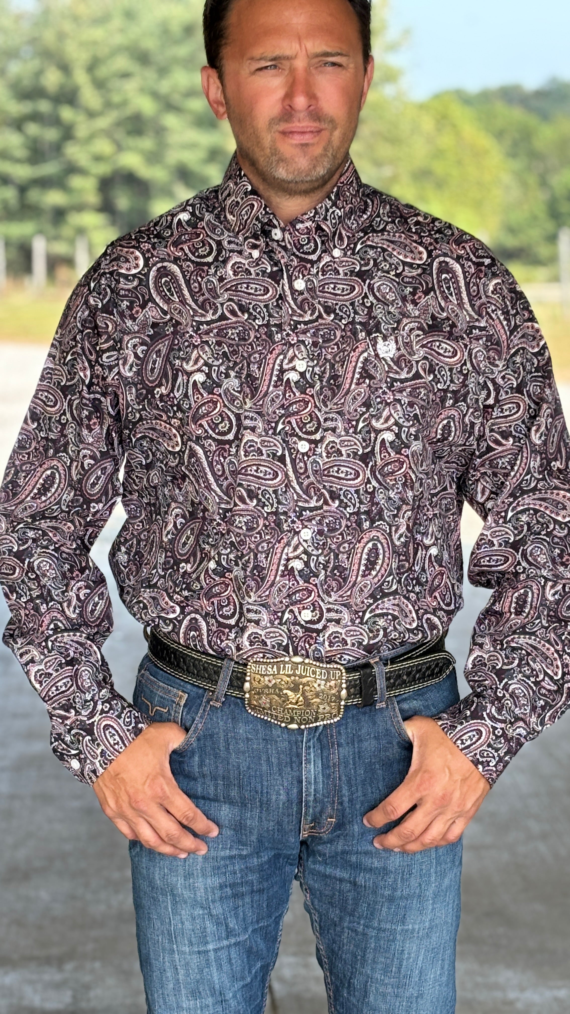 Cinch Plain Weave  ~ Gray Paisley - Henderson's Western Store