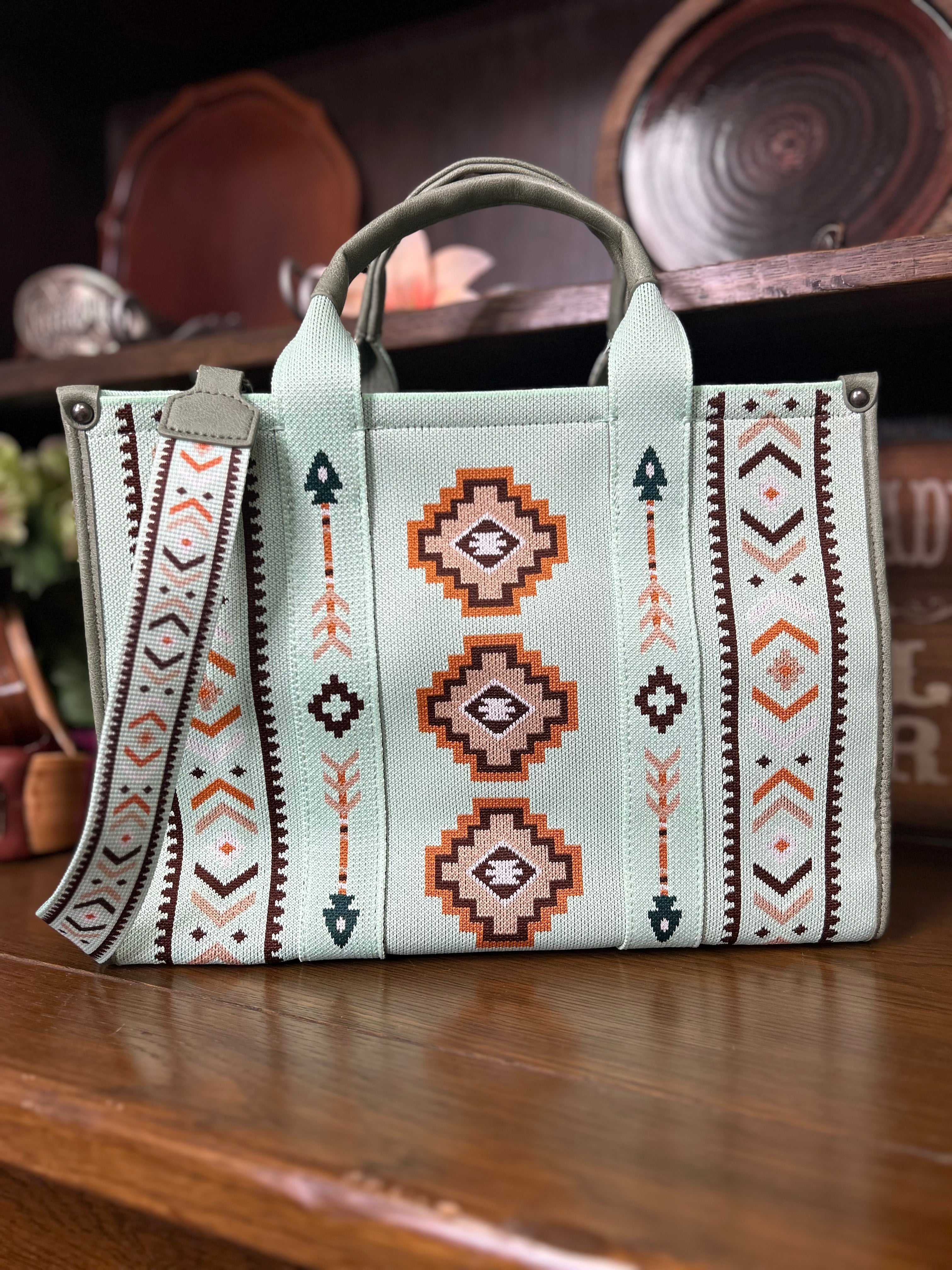 MW Aztec Print Crossbody ~ Green - Henderson's Western Store