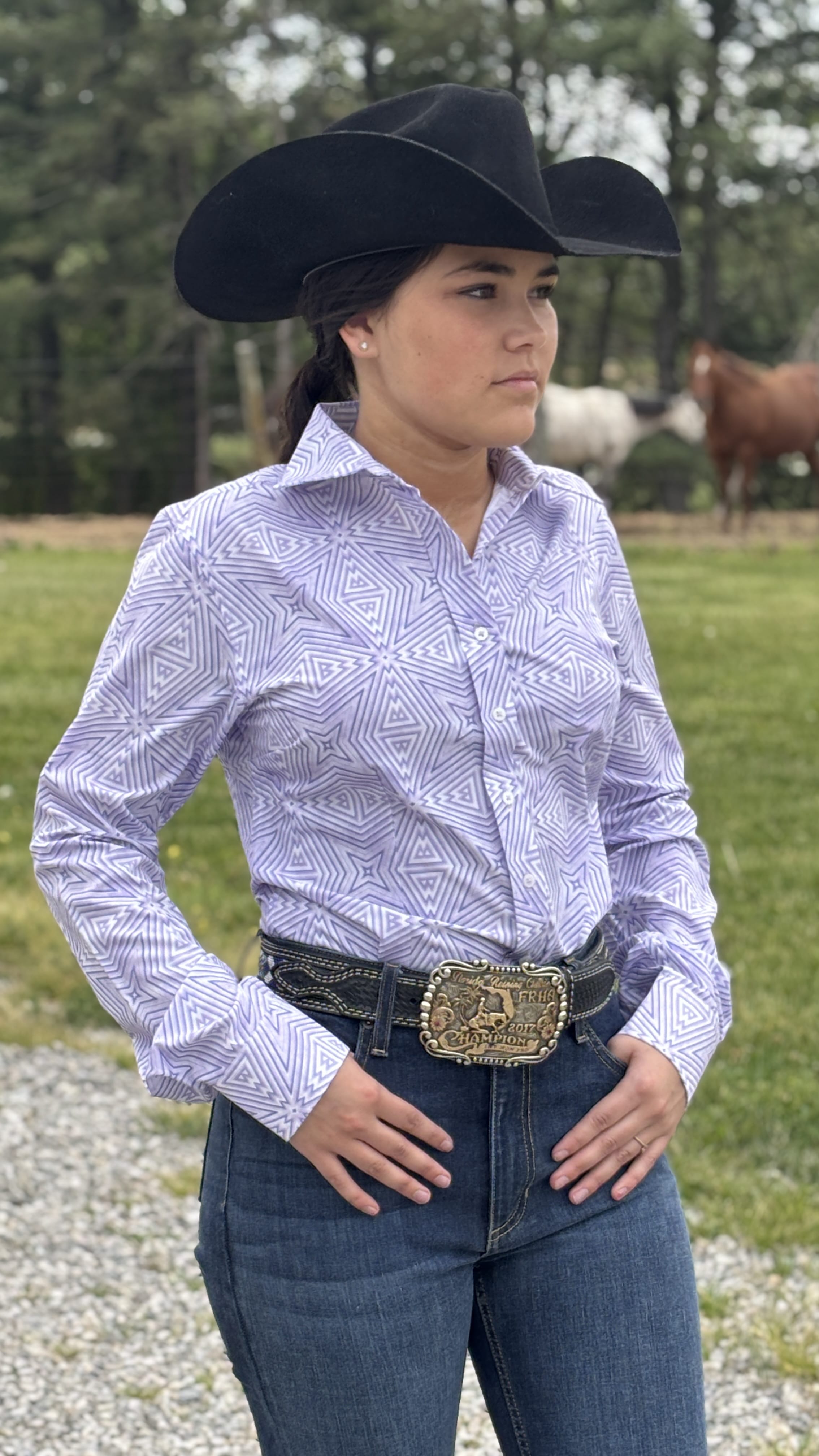 RHC Easy Care Show Shirt ~ Lilac Maze - Henderson's Western Store