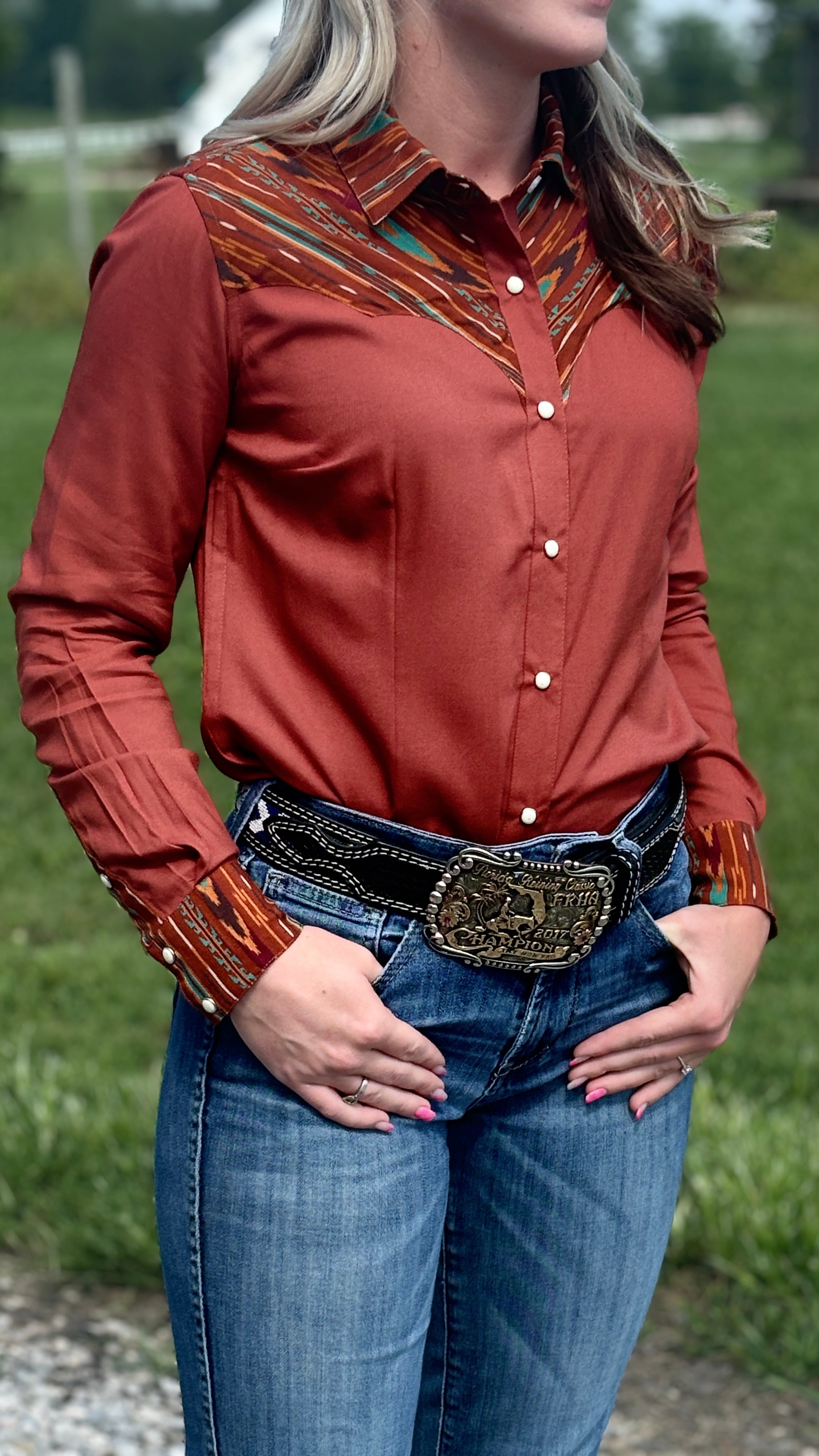 Ladies Contrast Yoke Western by Panhandle - Henderson's Western Store