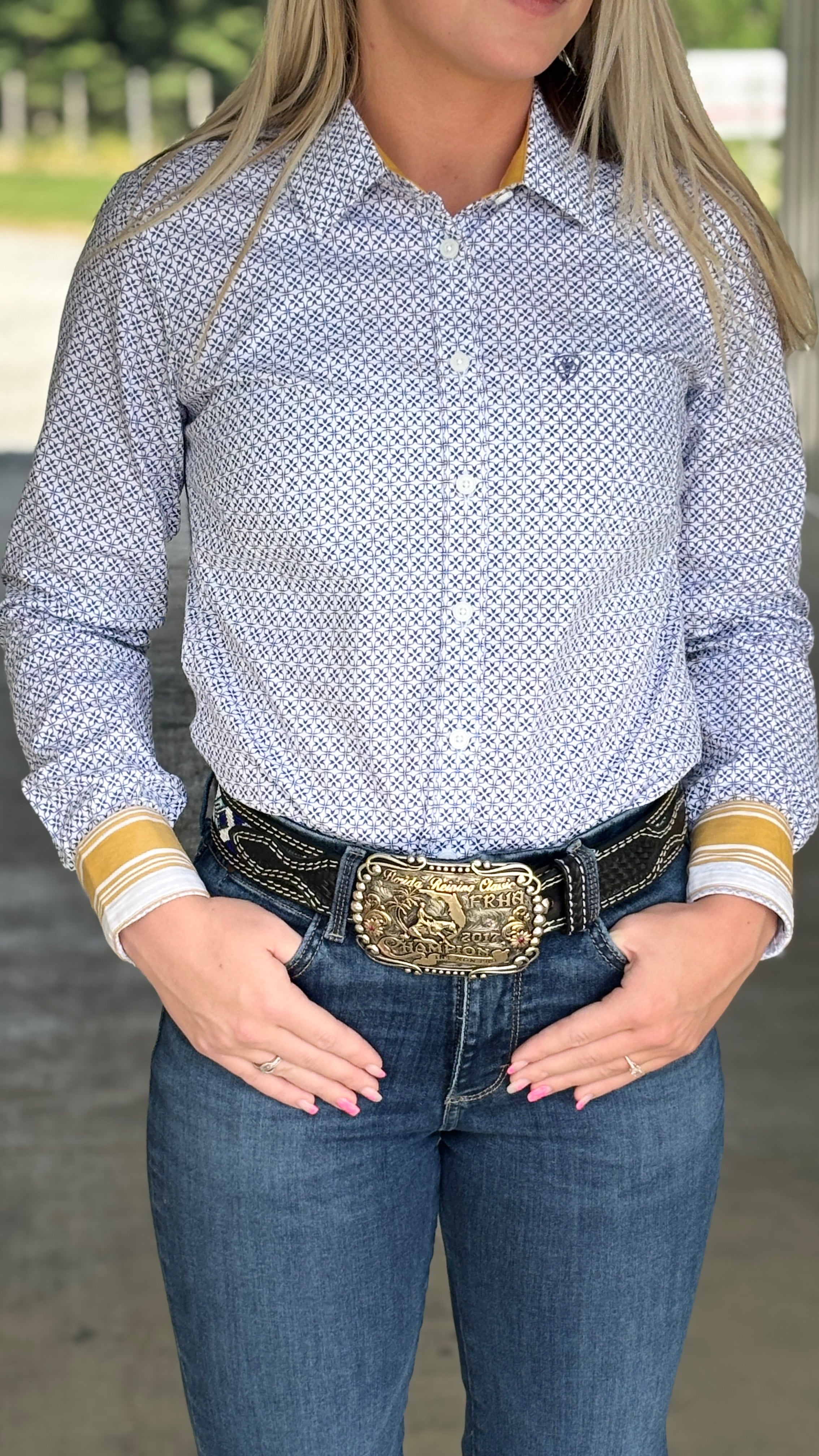 Kirby Stretch Shirt by Ariat ~ Ocean Geo - Henderson's Western Store