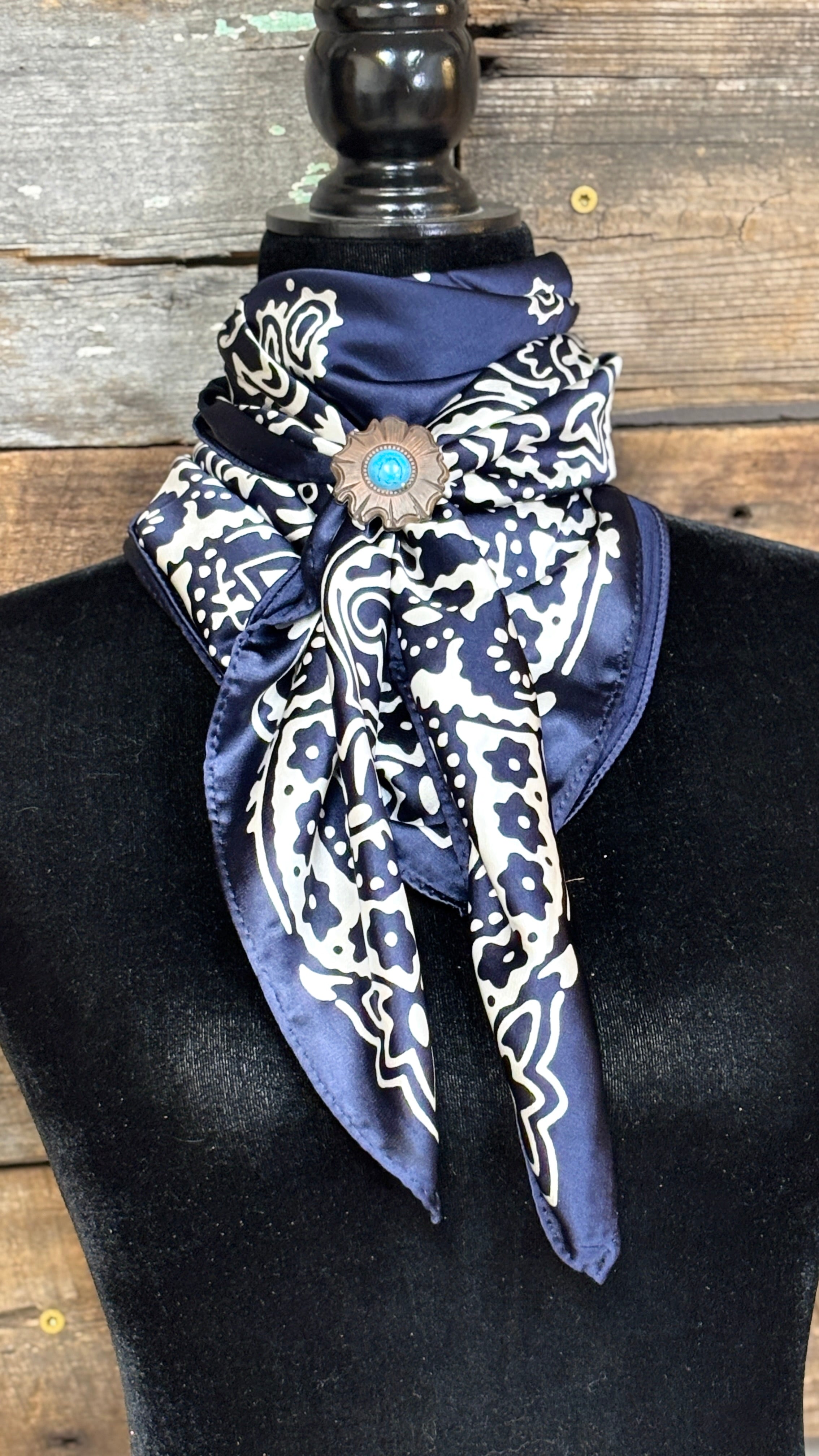 Bandana Print Wild Rag ~ Navy - Henderson's Western Store