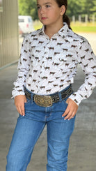 Girl's Rough Stock ~ Steer Print - Henderson's Western Store