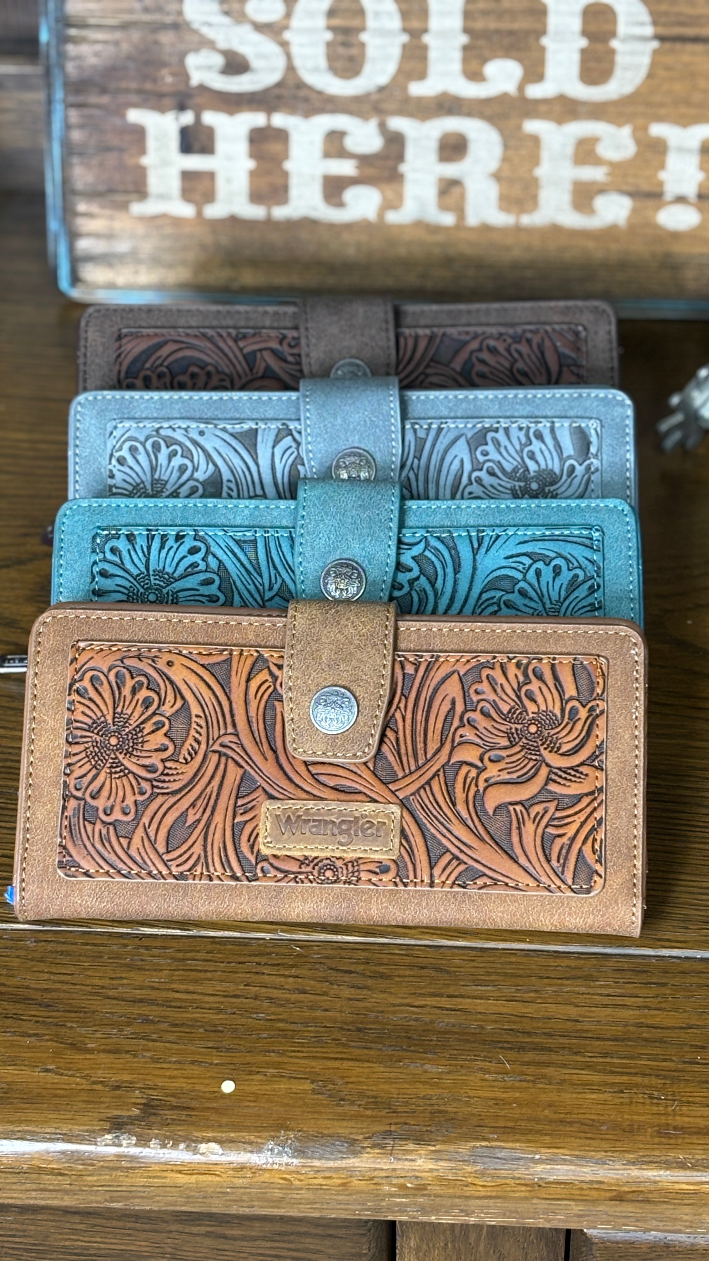 Wrangler Western Floral Tooled Wallet - Henderson's Western Store
