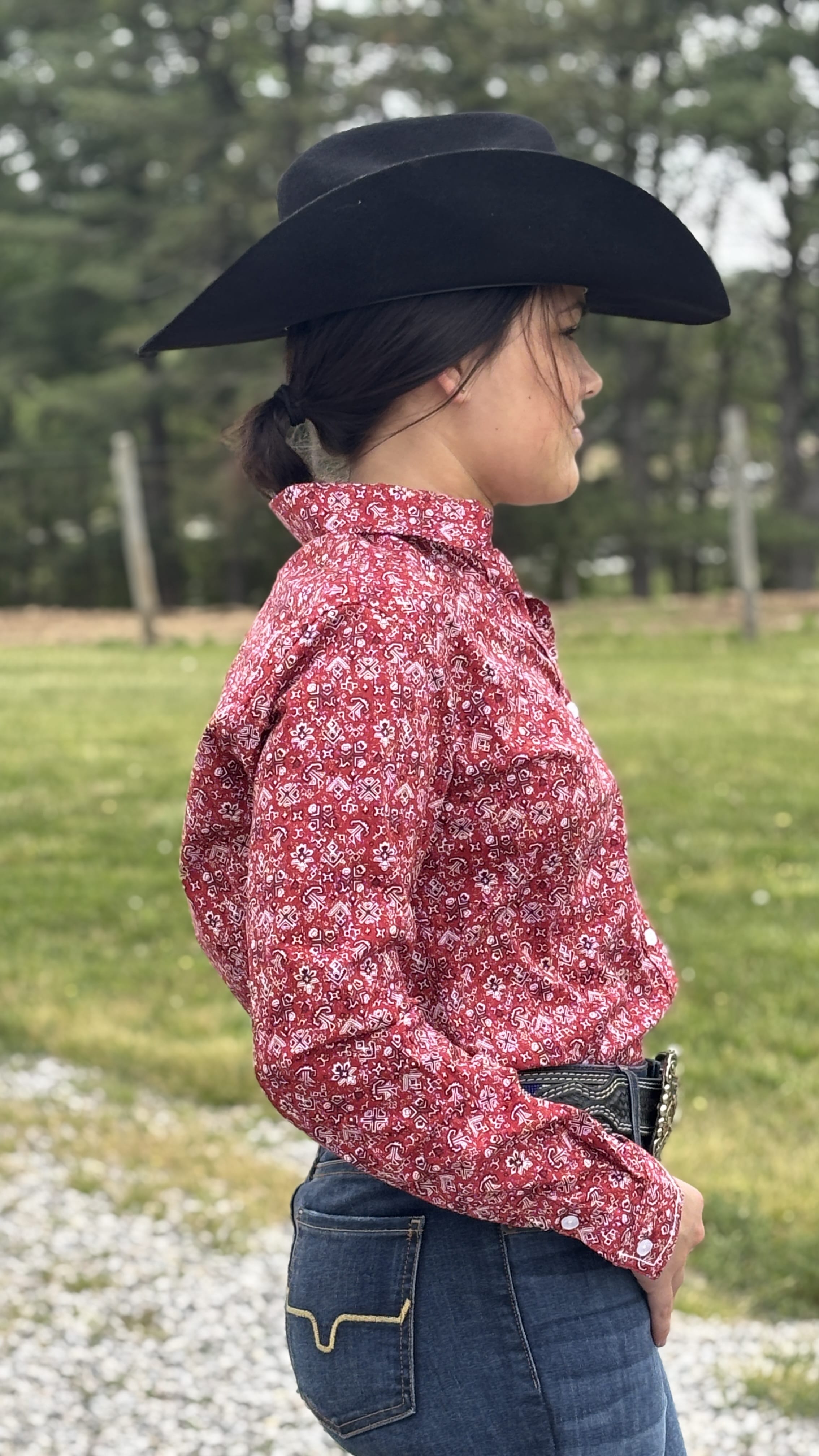 Red Bandana Style Rough Stock Shirt - Henderson's Western Store