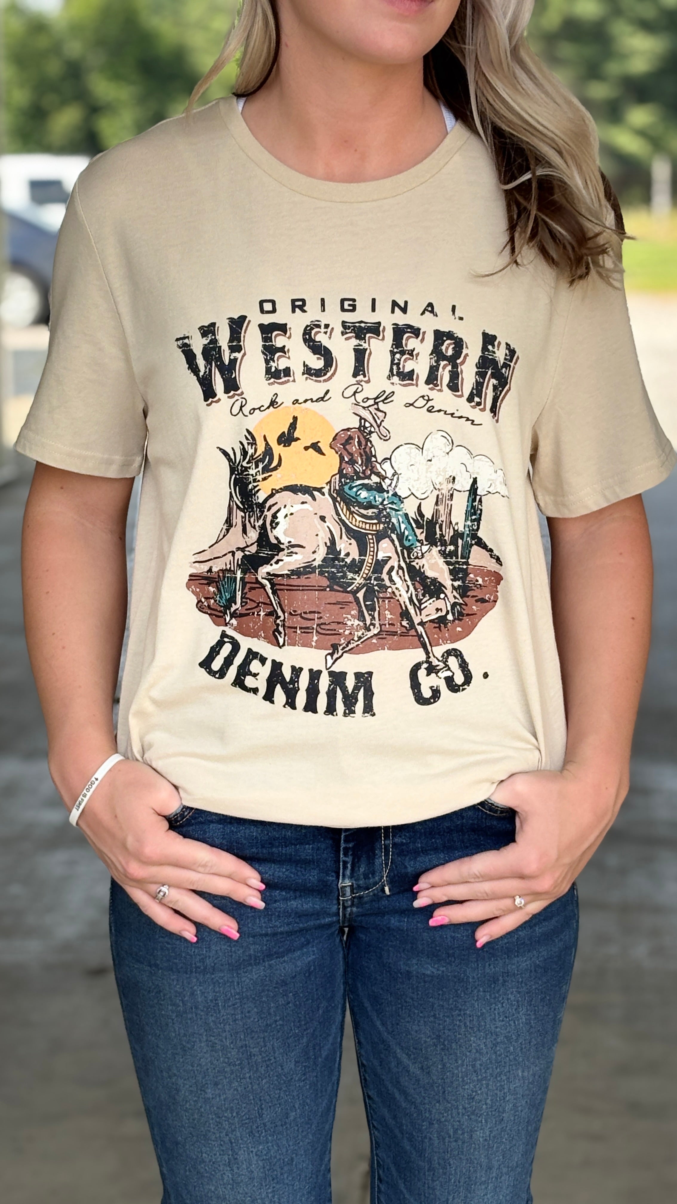 Rock & Roll Cowgirl Bronco Tee - Henderson's Western Store