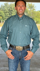 Cinch Plain Weave  ~ Green Geo - Henderson's Western Store