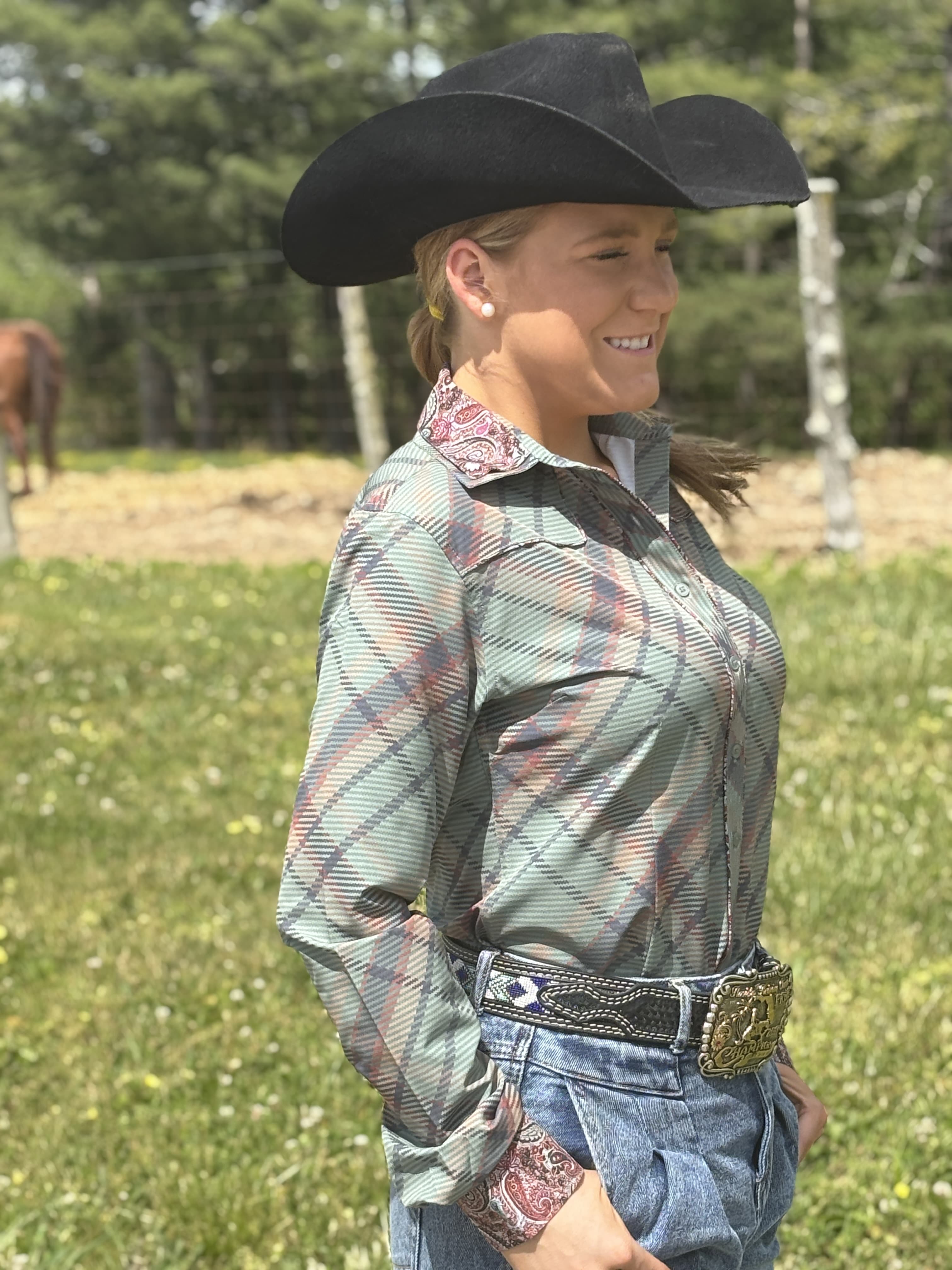 RHC Green Plaid Easy Care Button Up - Henderson's Western Store